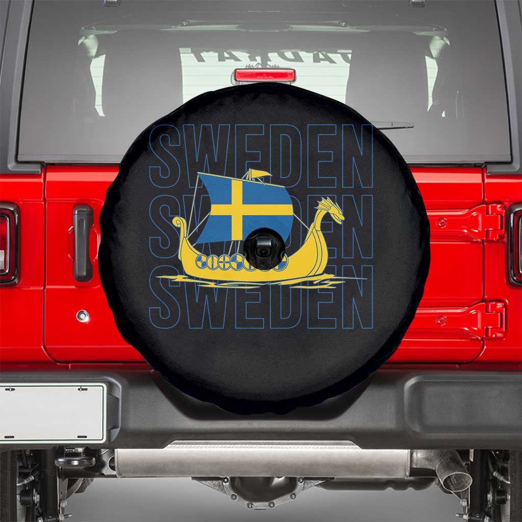 Swedish Viking Ship Sverige Sweden Flag Boat Viking Spare Tire Cover