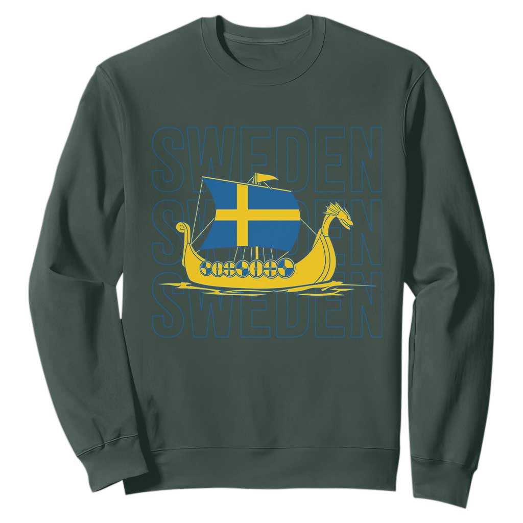 Swedish Viking Ship Sverige Sweden Flag Boat Viking Sweatshirt