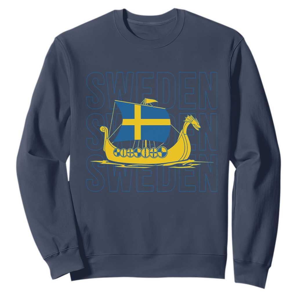 Swedish Viking Ship Sverige Sweden Flag Boat Viking Sweatshirt