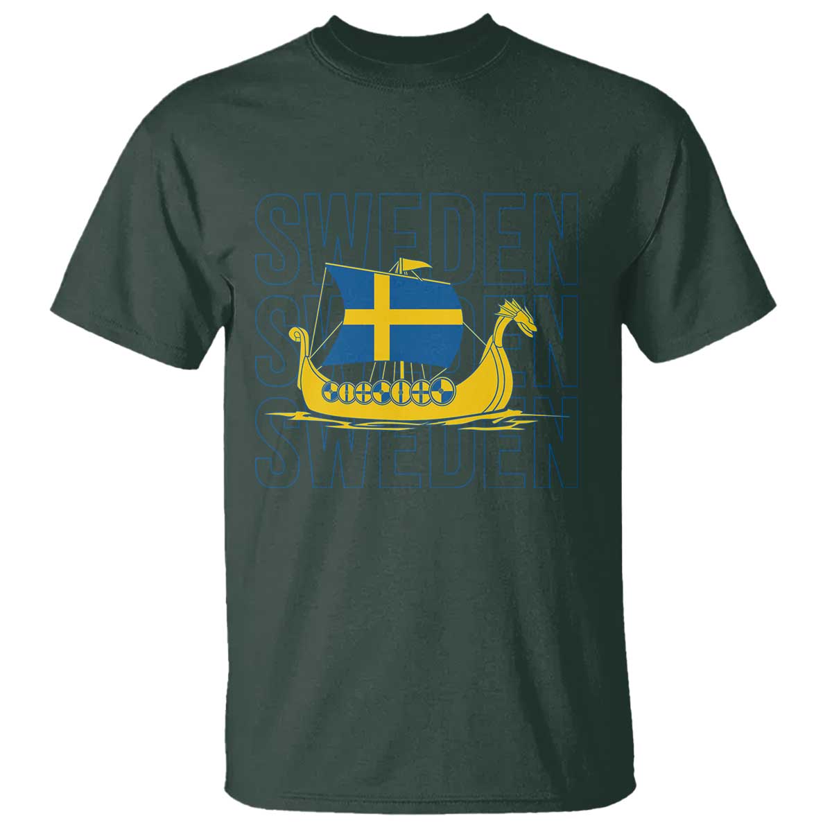 Swedish Viking Ship Sverige Sweden Flag Boat Viking T Shirt
