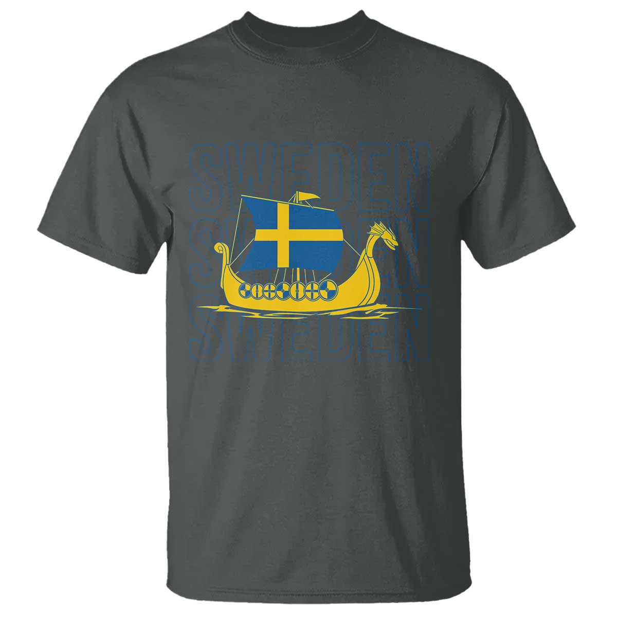 Swedish Viking Ship Sverige Sweden Flag Boat Viking T Shirt