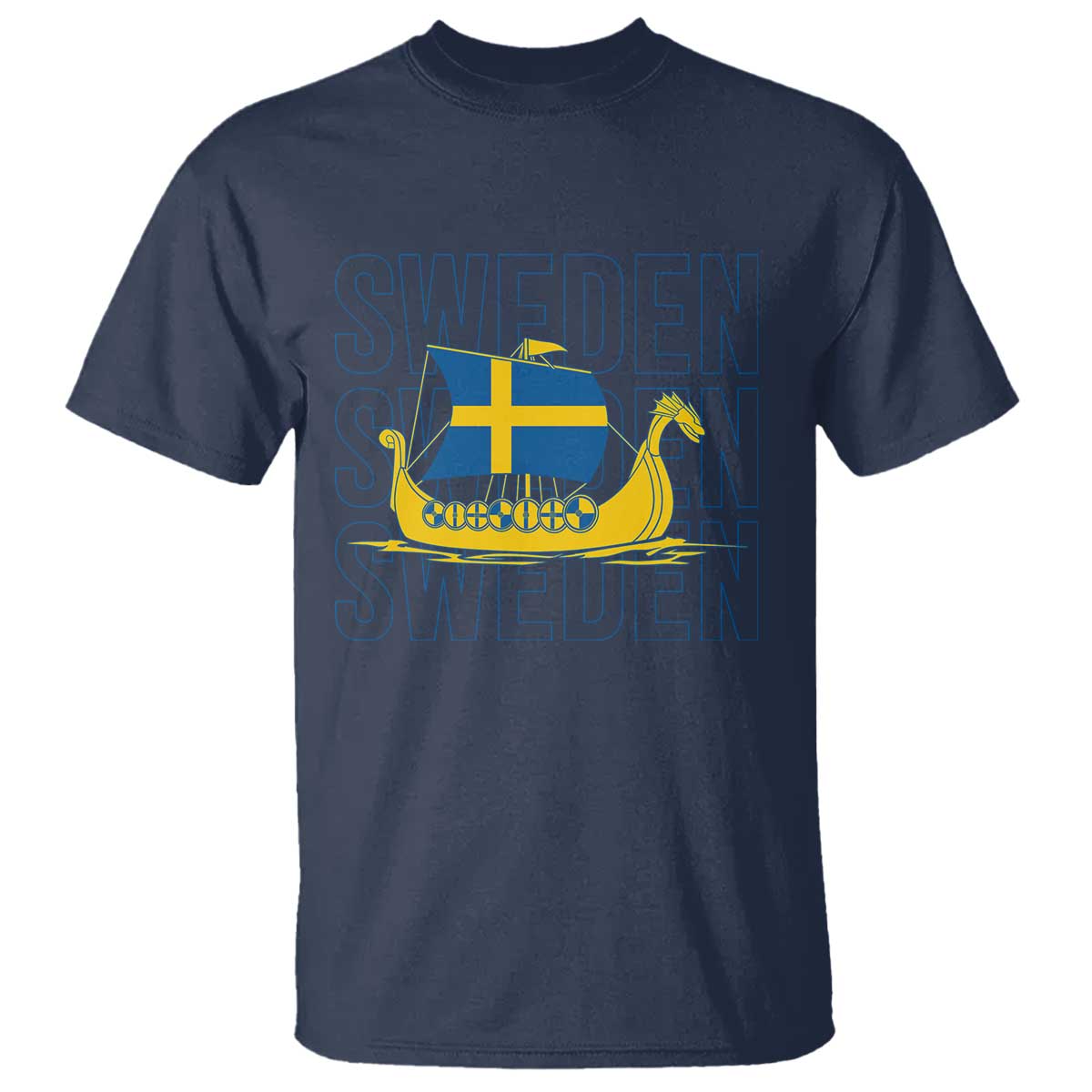 Swedish Viking Ship Sverige Sweden Flag Boat Viking T Shirt