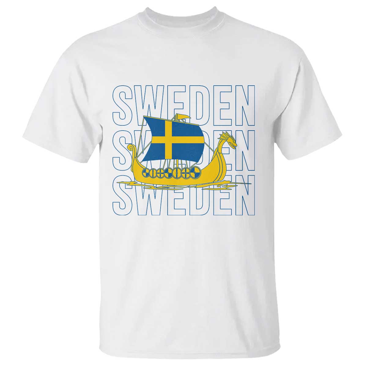Swedish Viking Ship Sverige Sweden Flag Boat Viking T Shirt