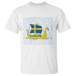 Swedish Viking Ship Sverige Sweden Flag Boat Viking T Shirt