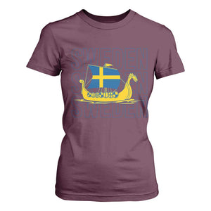 Swedish Viking Ship Sverige Sweden Flag Boat Viking T Shirt For Women