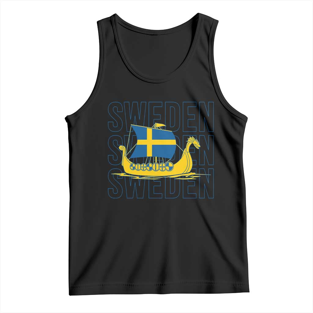 Swedish Viking Ship Sverige Sweden Flag Boat Viking Tank Top