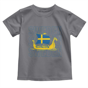 Swedish Viking Ship Sverige Sweden Flag Boat Viking Toddler T Shirt