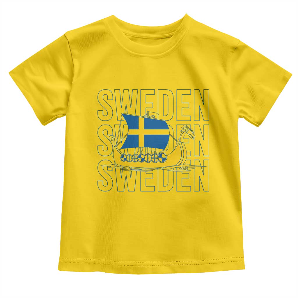 Swedish Viking Ship Sverige Sweden Flag Boat Viking Toddler T Shirt