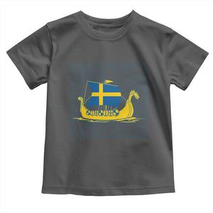 Swedish Viking Ship Sverige Sweden Flag Boat Viking Toddler T Shirt