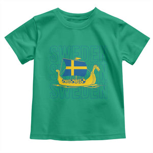 Swedish Viking Ship Sverige Sweden Flag Boat Viking Toddler T Shirt