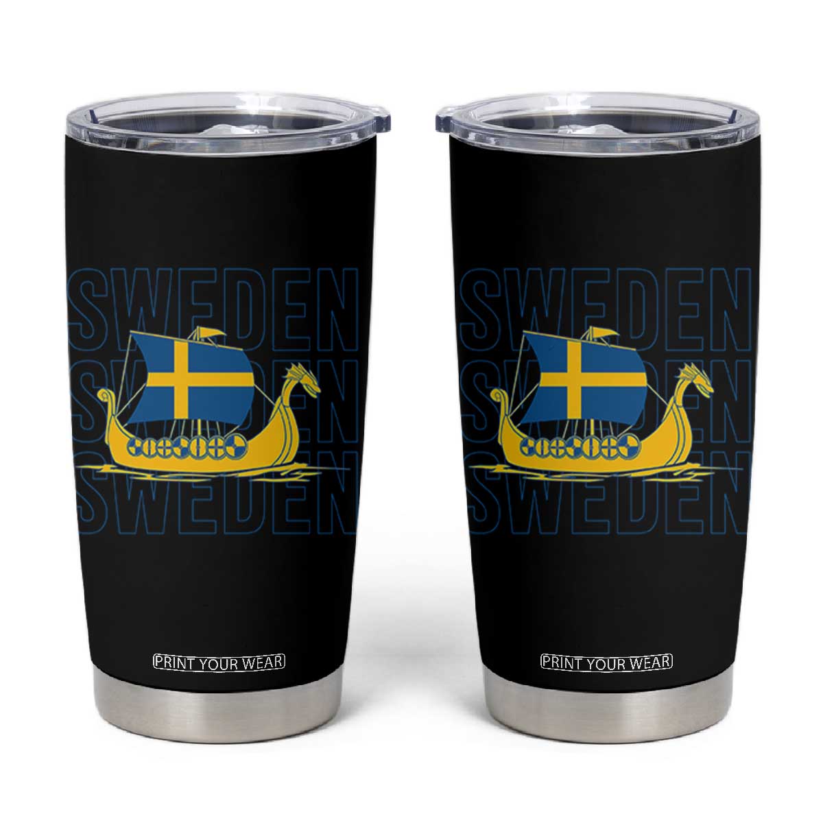 Swedish Viking Ship Sverige Sweden Flag Boat Viking Tumbler Cup