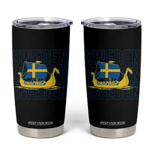 Swedish Viking Ship Sverige Sweden Flag Boat Viking Tumbler Cup