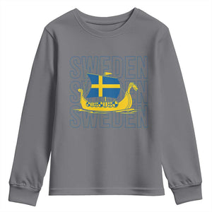 Swedish Viking Ship Sverige Sweden Flag Boat Viking Youth Sweatshirt