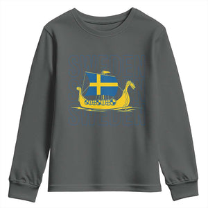 Swedish Viking Ship Sverige Sweden Flag Boat Viking Youth Sweatshirt