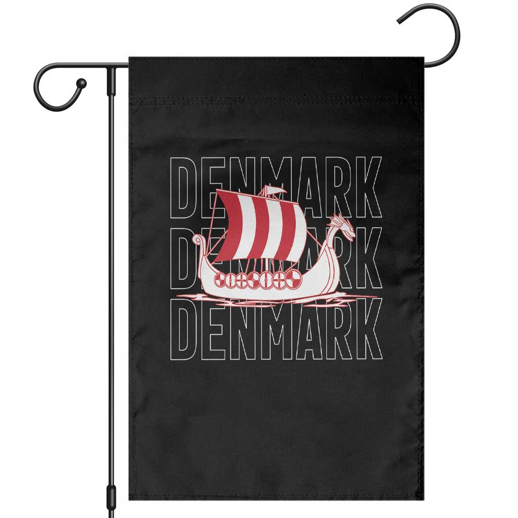 Denmark Flag Viking Ship Danes Danish Roots Dansk Denmark Garden Flag TS14 Black Print Your Wear