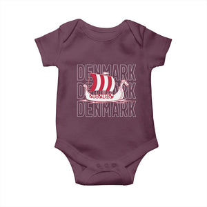 Denmark Flag Viking Ship Danes Danish Roots Dansk Denmark Baby Onesie
