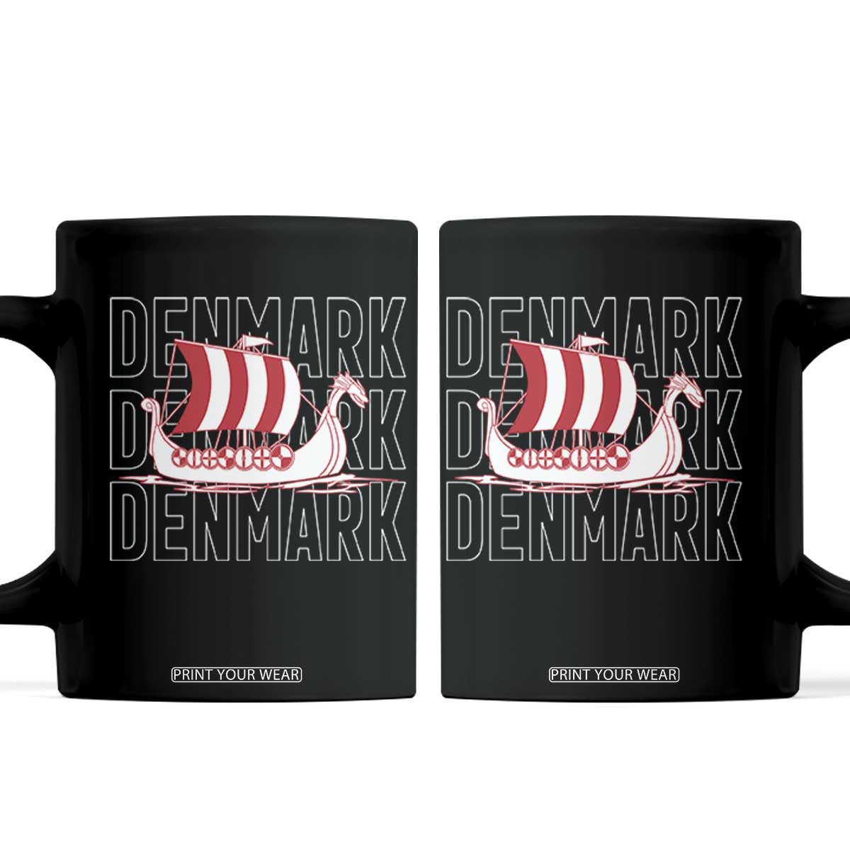 Denmark Flag Viking Ship Danes Danish Roots Dansk Denmark Coffee Mug