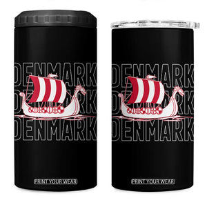 Denmark Flag Viking Ship Danes Danish Roots Dansk Denmark 4 in 1 Can Cooler Tumbler