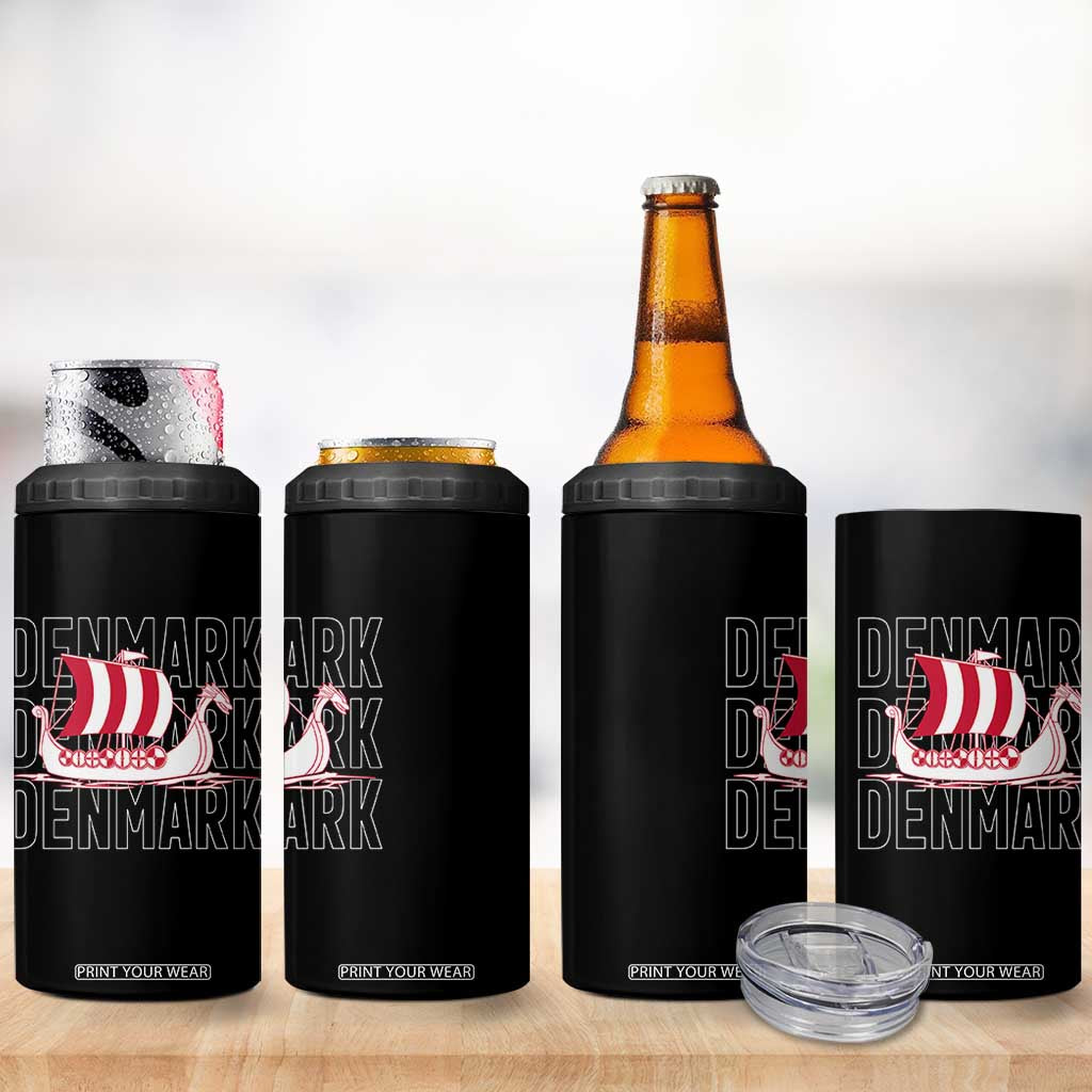 Denmark Flag Viking Ship Danes Danish Roots Dansk Denmark 4 in 1 Can Cooler Tumbler