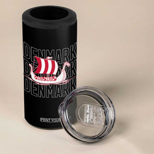 Denmark Flag Viking Ship Danes Danish Roots Dansk Denmark 4 in 1 Can Cooler Tumbler