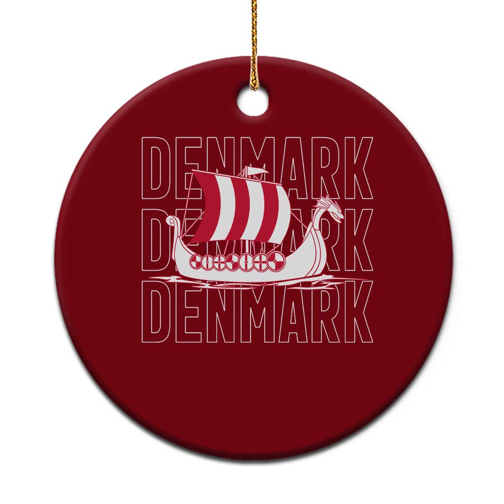 Denmark Flag Viking Ship Danes Danish Roots Dansk Denmark Ceramic Ornament TS14 1pc Red Print Your Wear