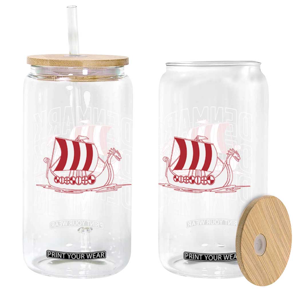 Denmark Flag Viking Ship Danes Danish Roots Dansk Denmark Glass Can