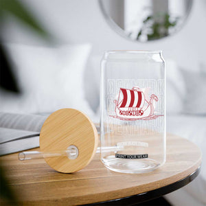 Denmark Flag Viking Ship Danes Danish Roots Dansk Denmark Glass Can