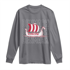 Denmark Flag Viking Ship Danes Danish Roots Dansk Denmark Long Sleeve Shirt