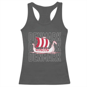 Denmark Flag Viking Ship Danes Danish Roots Dansk Denmark Racerback Tank Top