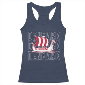 Denmark Flag Viking Ship Danes Danish Roots Dansk Denmark Racerback Tank Top