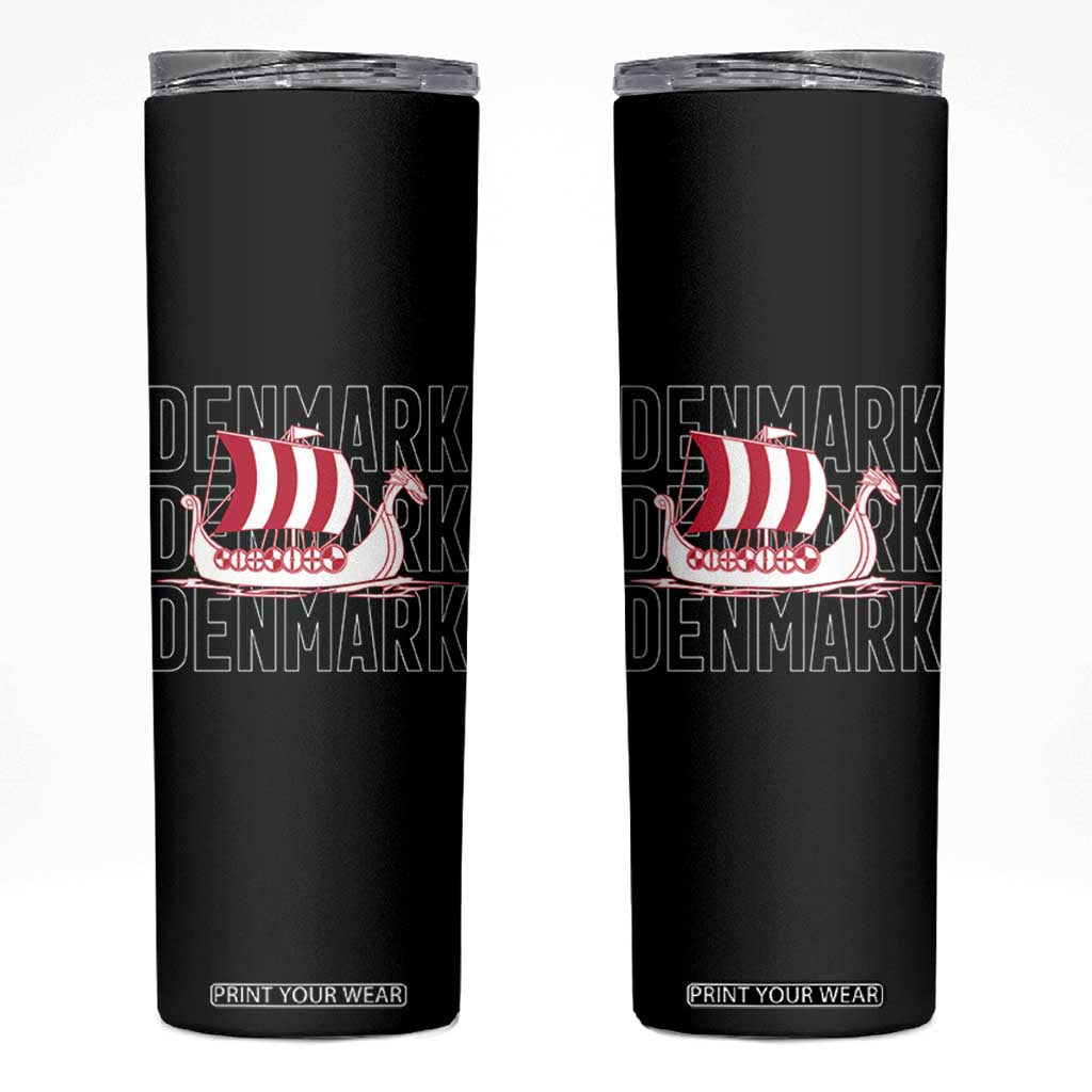 Denmark Flag Viking Ship Danes Danish Roots Dansk Denmark Skinny Tumbler