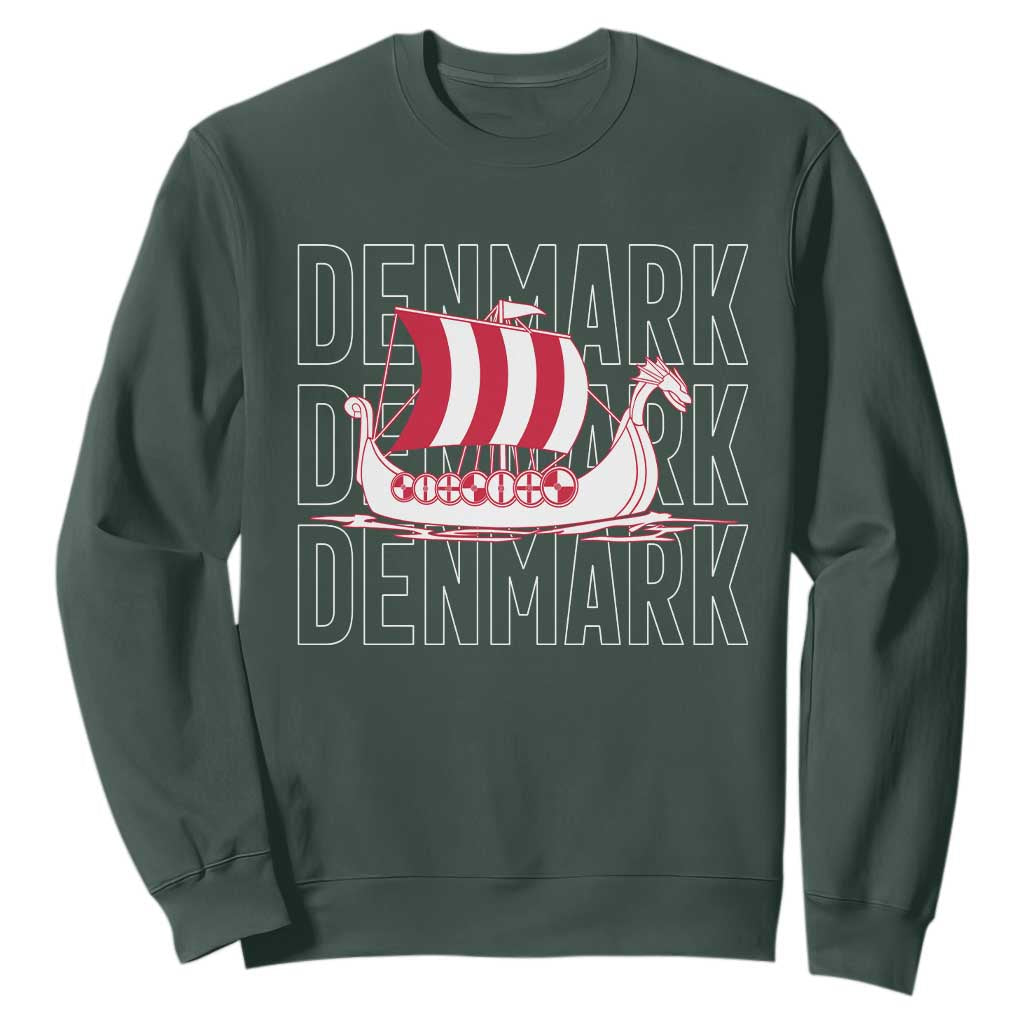 Denmark Flag Viking Ship Danes Danish Roots Dansk Denmark Sweatshirt
