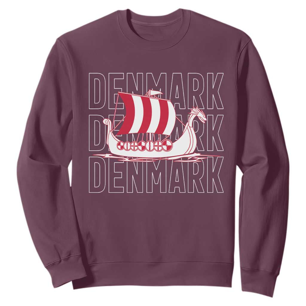 Denmark Flag Viking Ship Danes Danish Roots Dansk Denmark Sweatshirt