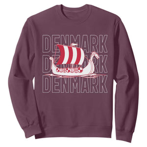 Denmark Flag Viking Ship Danes Danish Roots Dansk Denmark Sweatshirt