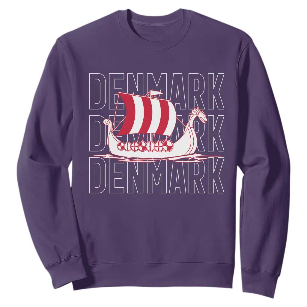 Denmark Flag Viking Ship Danes Danish Roots Dansk Denmark Sweatshirt