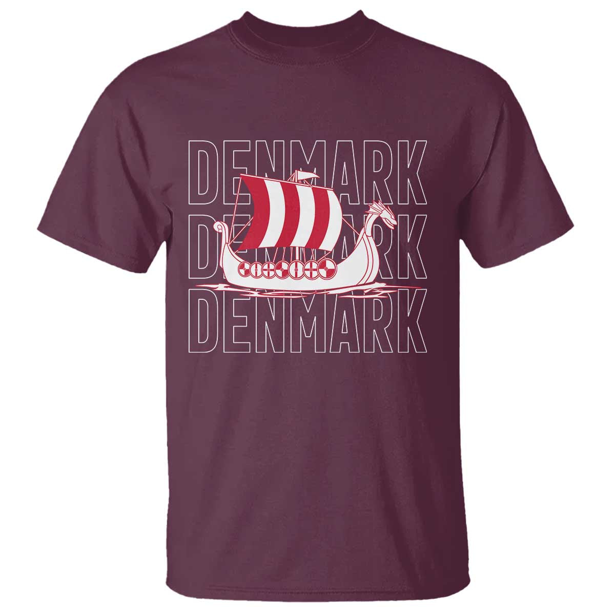 Denmark Flag Viking Ship Danes Danish Roots Dansk Denmark T Shirt