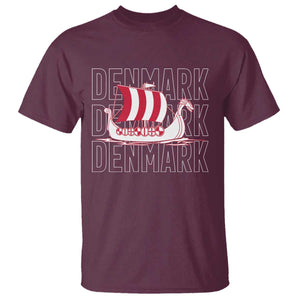 Denmark Flag Viking Ship Danes Danish Roots Dansk Denmark T Shirt