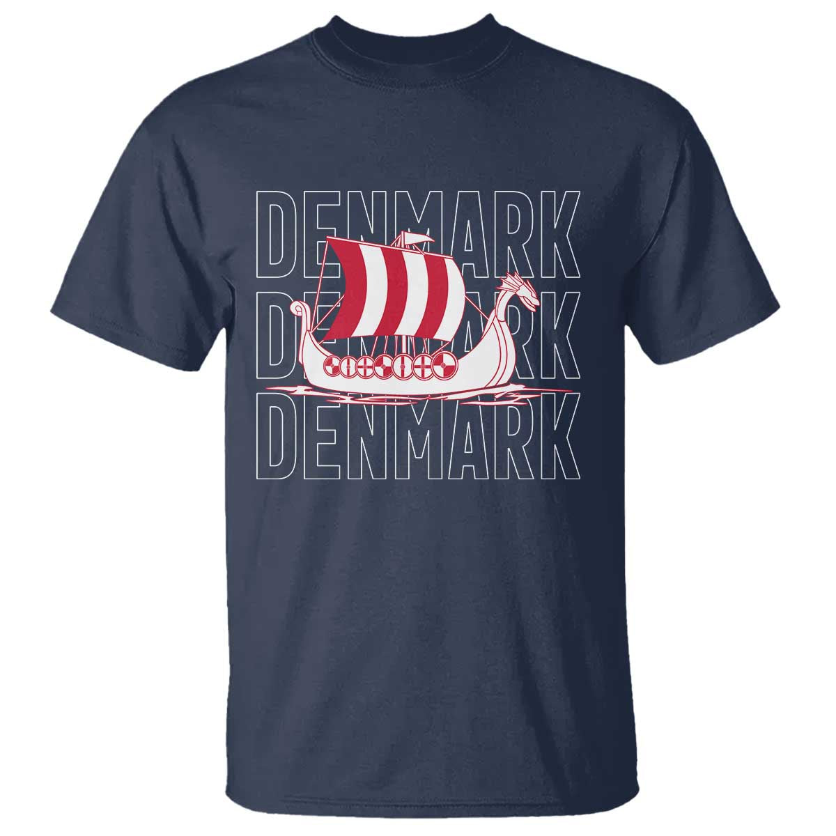 Denmark Flag Viking Ship Danes Danish Roots Dansk Denmark T Shirt