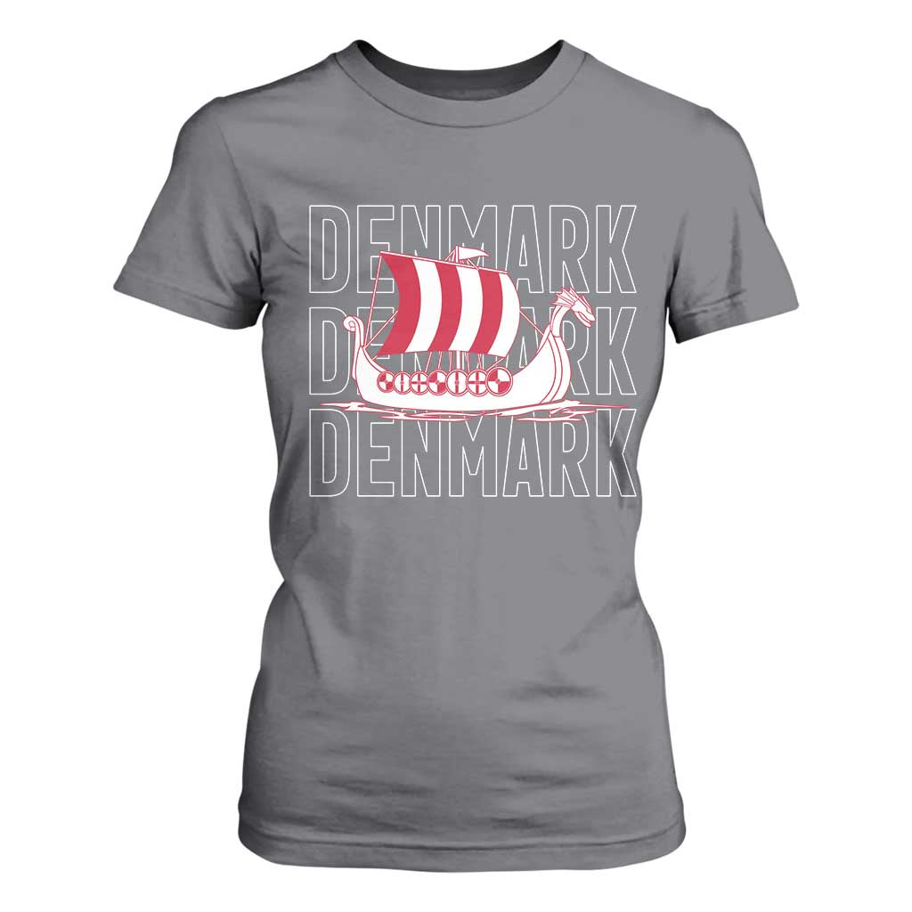 Denmark Flag Viking Ship Danes Danish Roots Dansk Denmark T Shirt For Women