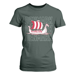 Denmark Flag Viking Ship Danes Danish Roots Dansk Denmark T Shirt For Women