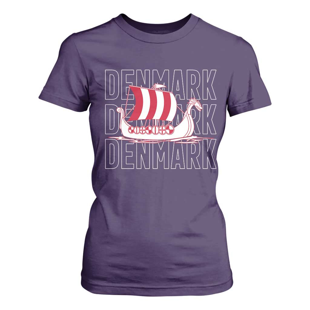 Denmark Flag Viking Ship Danes Danish Roots Dansk Denmark T Shirt For Women