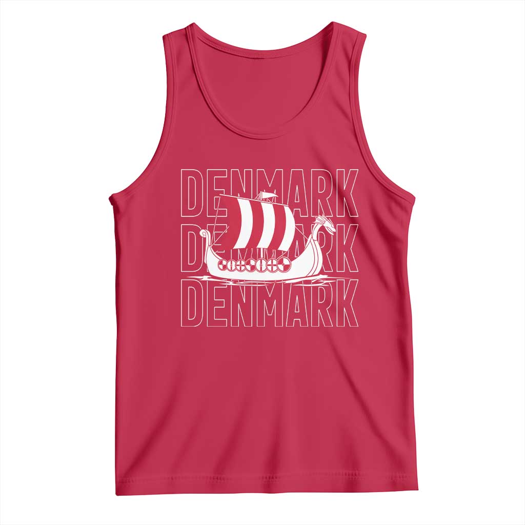 Denmark Flag Viking Ship Danes Danish Roots Dansk Denmark Tank Top