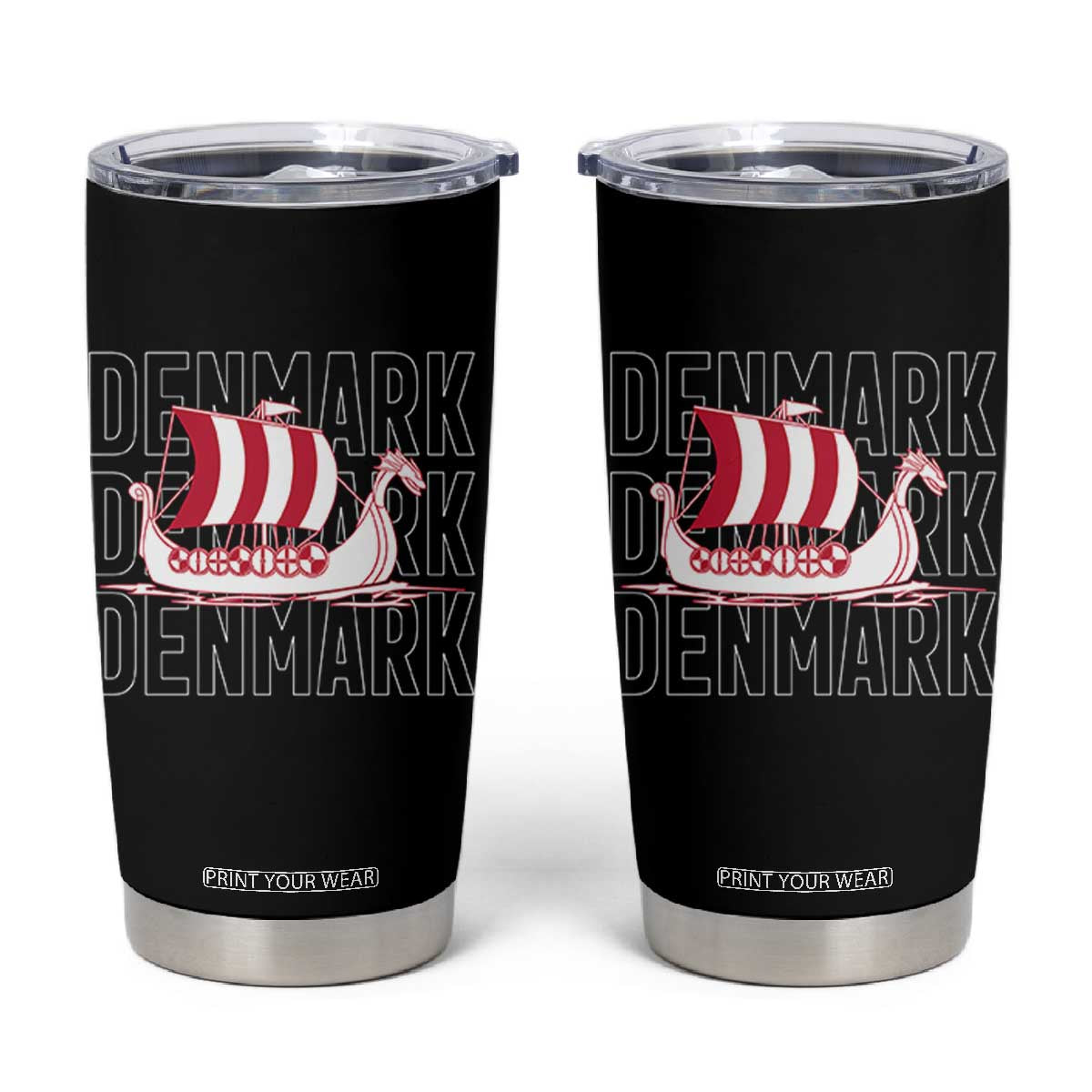 Denmark Flag Viking Ship Danes Danish Roots Dansk Denmark Tumbler Cup TS14 Black Print Your Wear