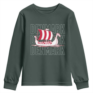 Denmark Flag Viking Ship Danes Danish Roots Dansk Denmark Youth Sweatshirt