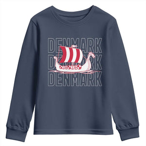 Denmark Flag Viking Ship Danes Danish Roots Dansk Denmark Youth Sweatshirt