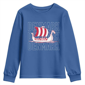 Denmark Flag Viking Ship Danes Danish Roots Dansk Denmark Youth Sweatshirt