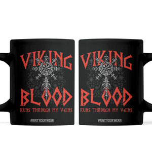Viking Blood Runs Through My Veins Coffee Mug Compass Vegvisir Nordic Rune Celtic