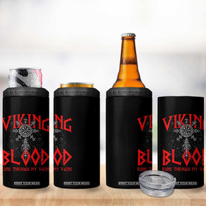 Viking Blood Runs Through My Veins 4 in 1 Can Cooler Tumbler Compass Vegvisir Nordic Rune Celtic
