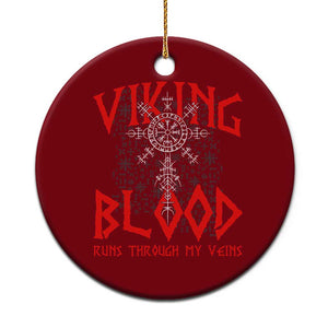 Viking Blood Runs Through My Veins Ceramic Ornament Compass Vegvisir Nordic Rune Celtic