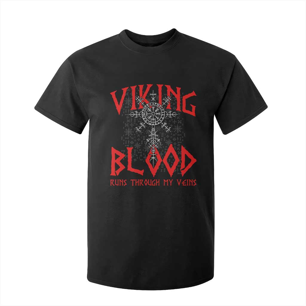 Viking Blood Runs Through My Veins T Shirt For Kid Compass Vegvisir Nordic Rune Celtic TS14 Black Print Your Wear